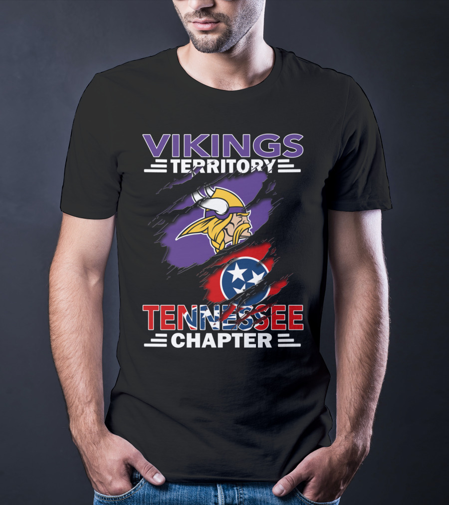 Vikings Territory Tennessee Chapter NFL Vikings And Tennessee Flag Mashup T-Shirt