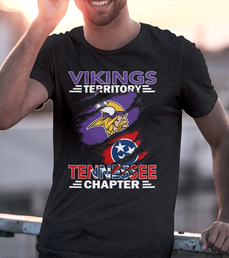 Vikings Territory Tennessee Chapter NFL Vikings And Tennessee Flag Mashup T-Shirt
