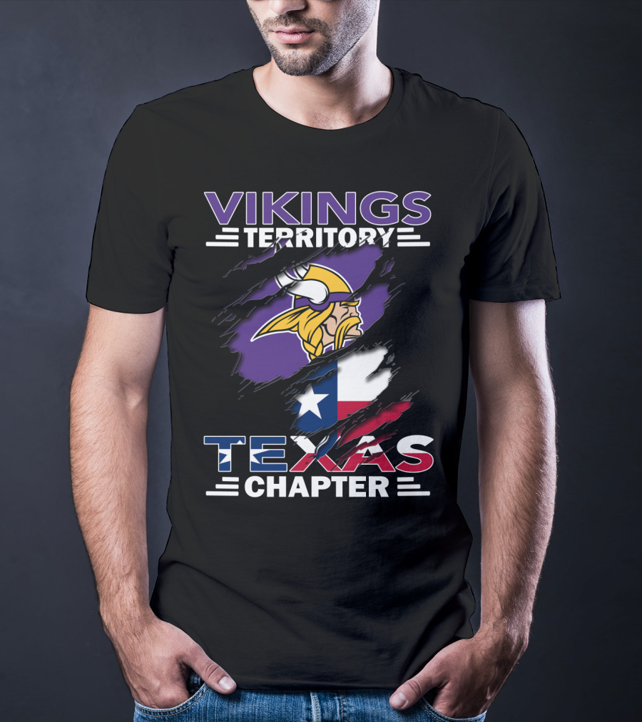 Vikings Territory Texas Chapter Minnesota Football And Lone Star State Flag T-Shirt