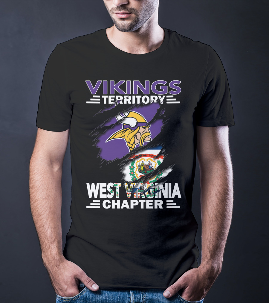 Vikings Territory West Virginia Chapter Flag And Viking Helmet T-Shirt
