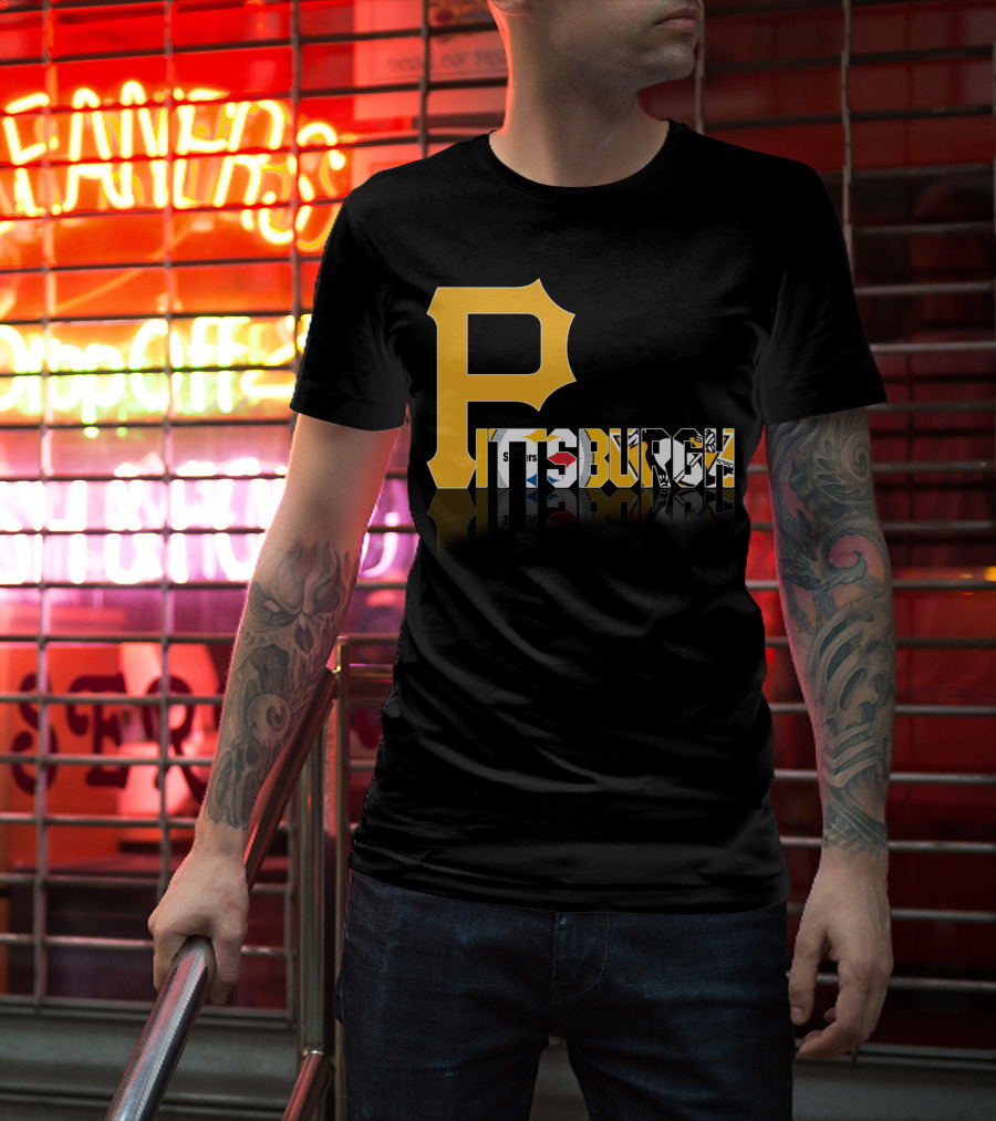 Pittsburgh Steelers Penguins Logos Reflected Contrasts T-Shirt