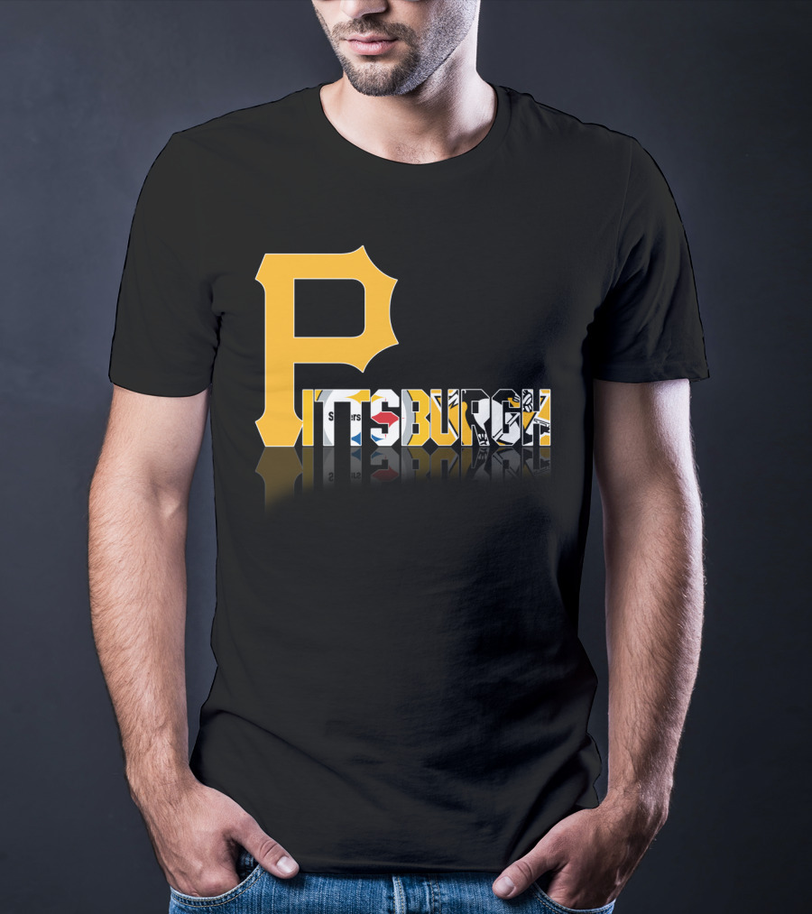 Pittsburgh Steelers Penguins Logos Reflected Contrasts T-Shirt