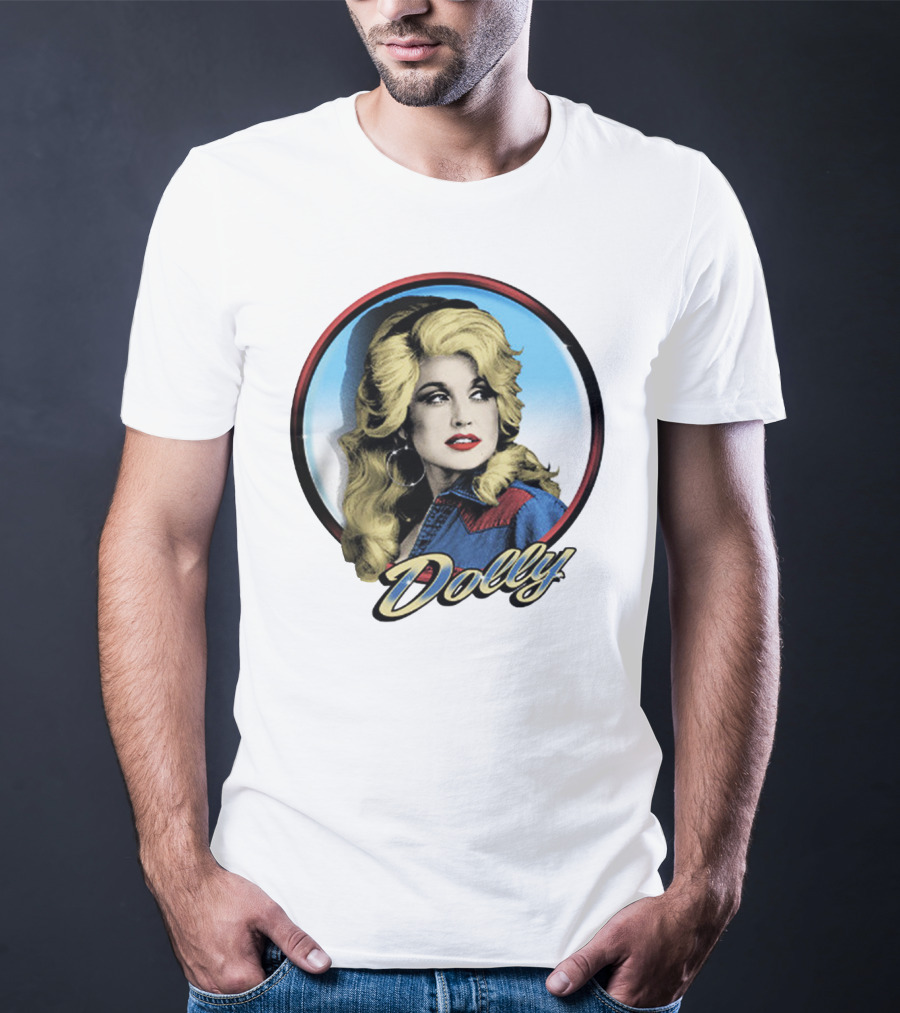 Dolly Parton Retro Portrait Blue Circle T-Shirt