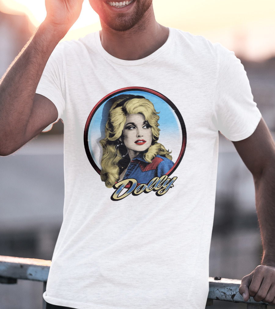 Dolly Parton Retro Portrait Blue Circle T-Shirt