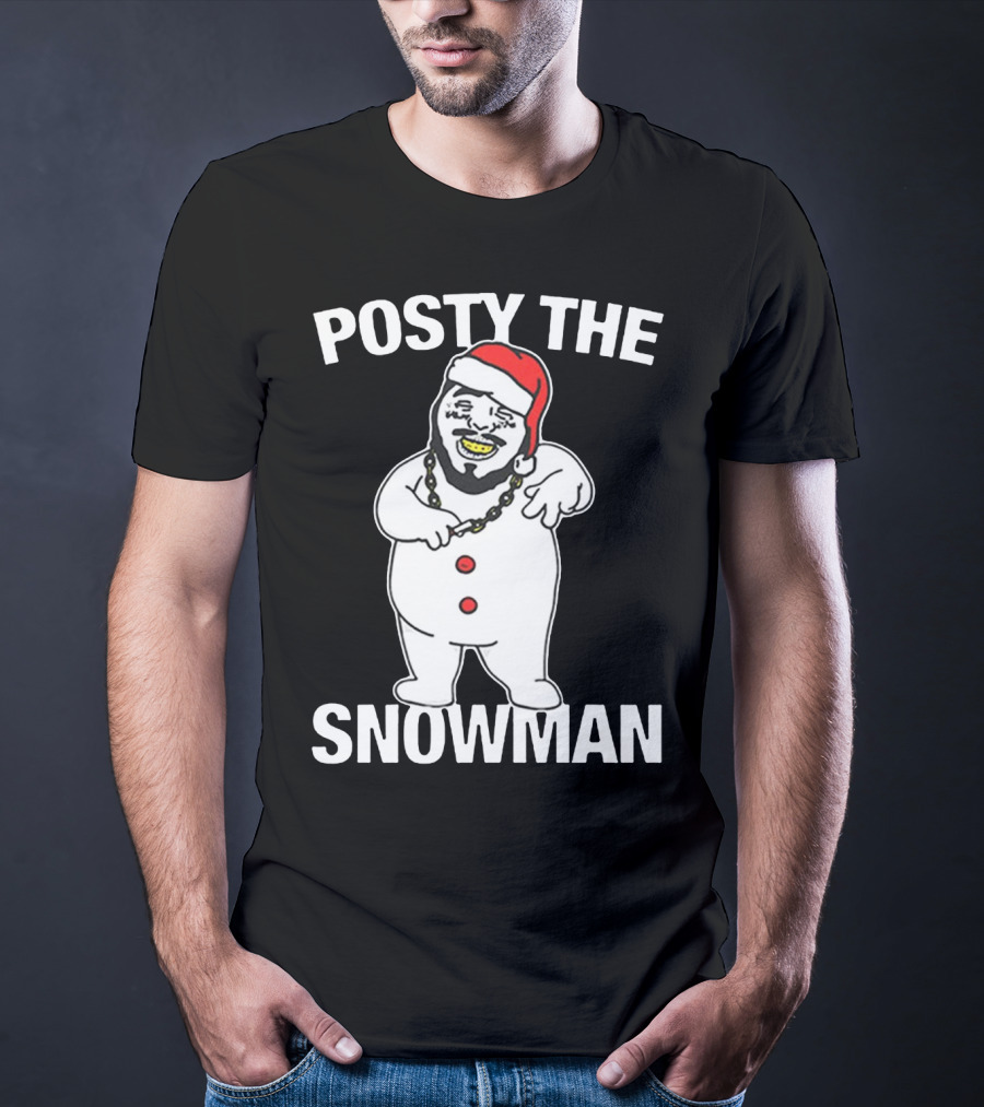 Merry Christmas Posty The Snowman Santa Malone T-Shirt