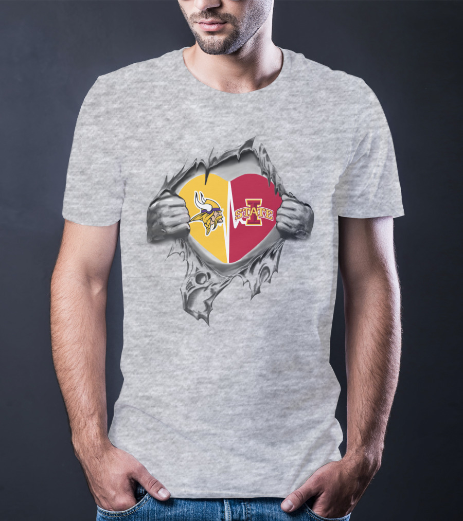 Minnesota Vikings Iowa State Cyclones Heart T-Shirt