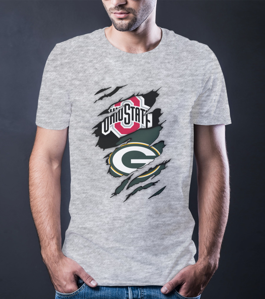 Ohio State Buckeyes Green Bay Packers Claw Rip T-Shirt