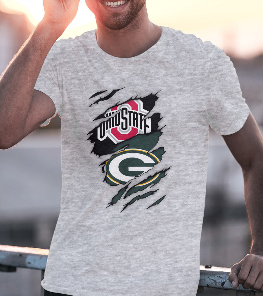 Ohio State Buckeyes Green Bay Packers Claw Rip T-Shirt