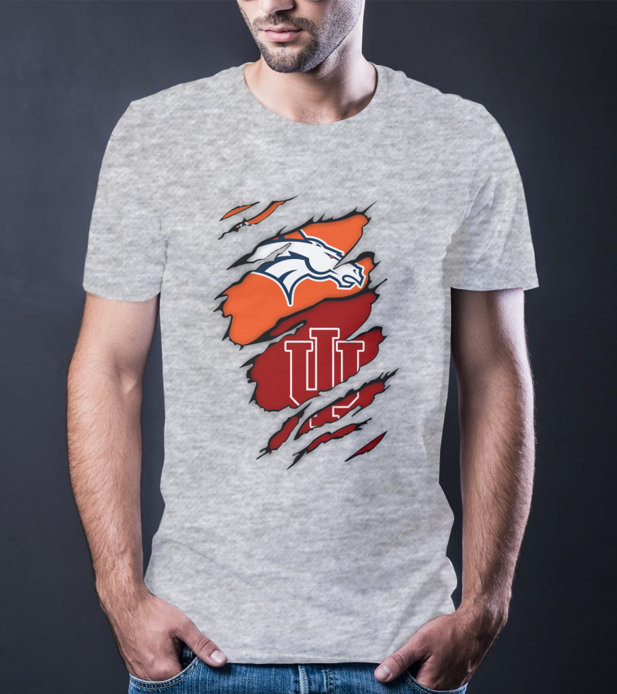 Denver Broncos Indiana Hoosiers Fan Crossover T-Shirt