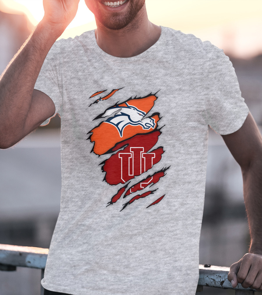 Denver Broncos Indiana Hoosiers Fan Crossover T-Shirt