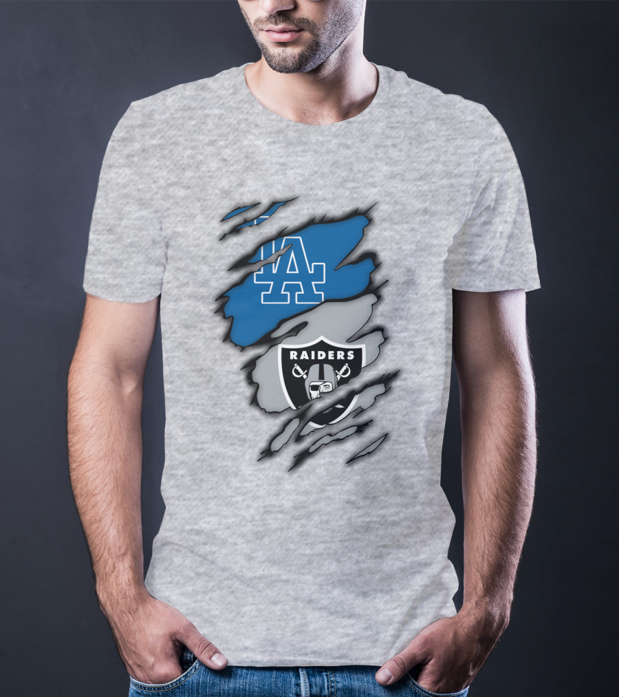 Los Angeles Dodgers Raiders Logo Mashup T-Shirt