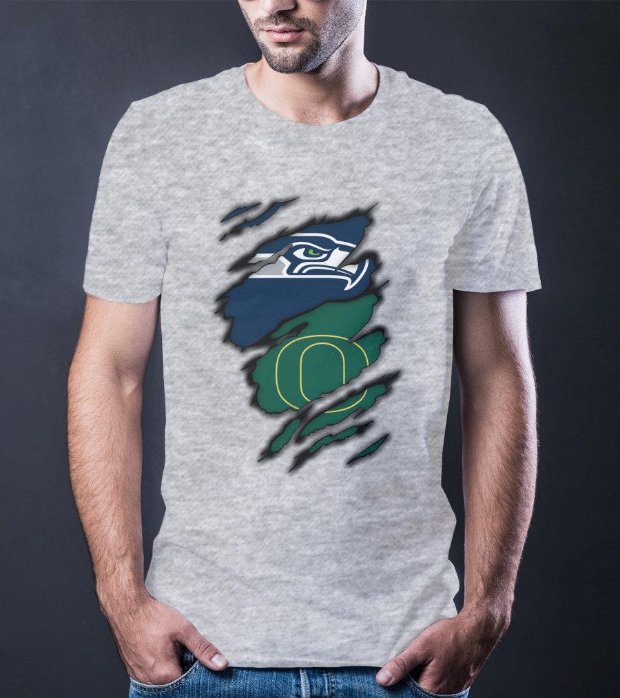 Seattle Seahawks Oregon Ducks Logo Fusion T-Shirt