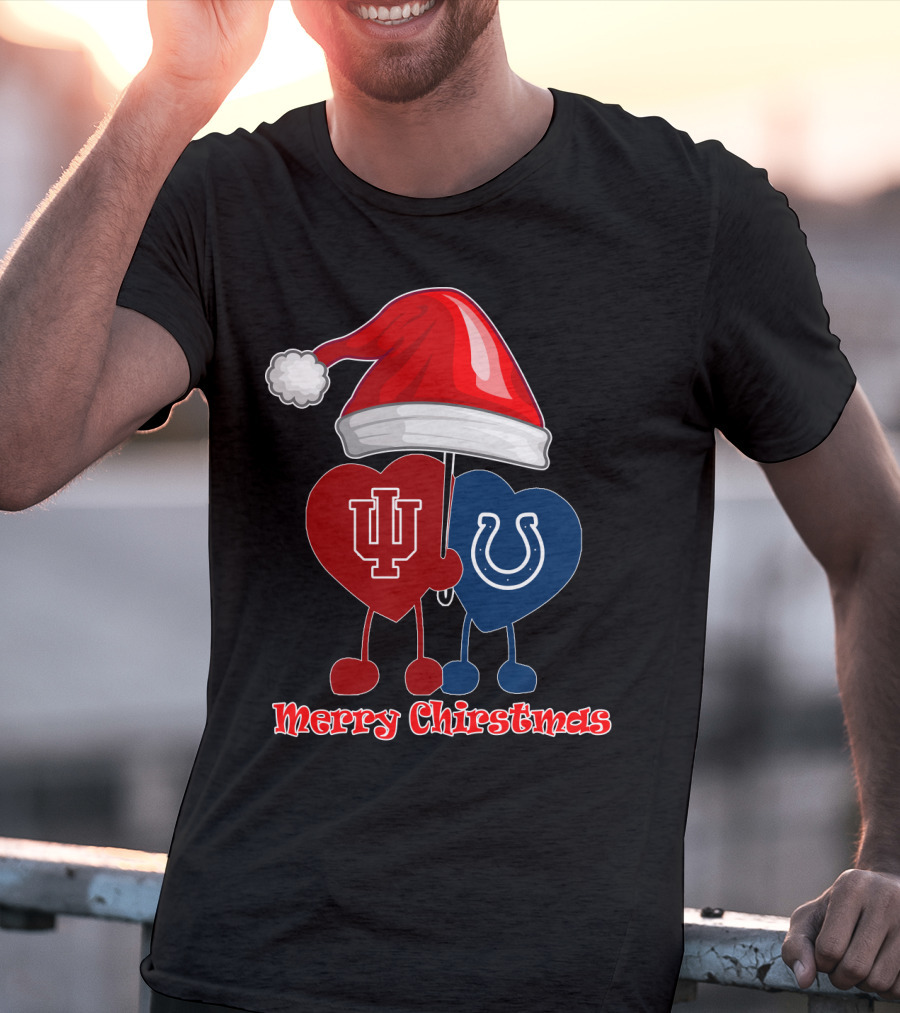 Merry Christmas Indianapolis Colts Indiana University Hearts T-Shirt