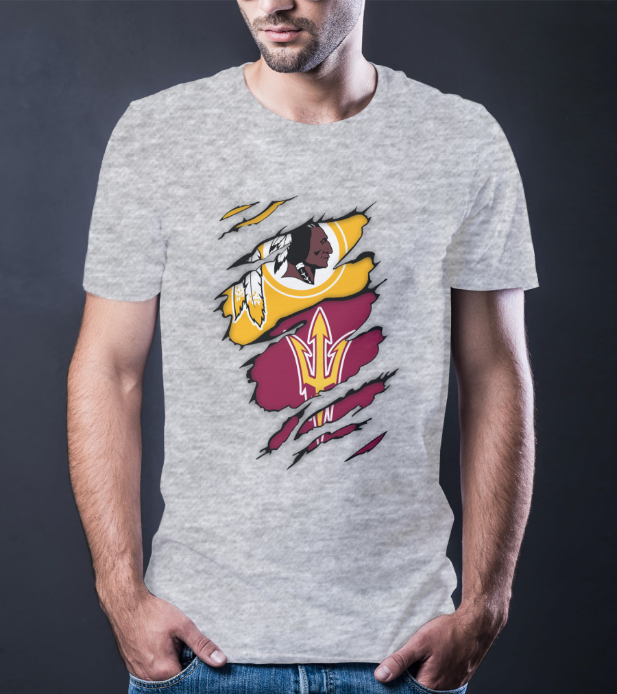 Washington Redskins Arizona State Sun Devils Logo Mashup T-Shirt