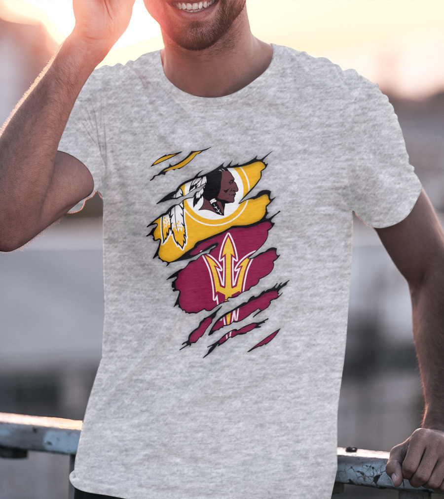 Washington Redskins Arizona State Sun Devils Logo Mashup T-Shirt