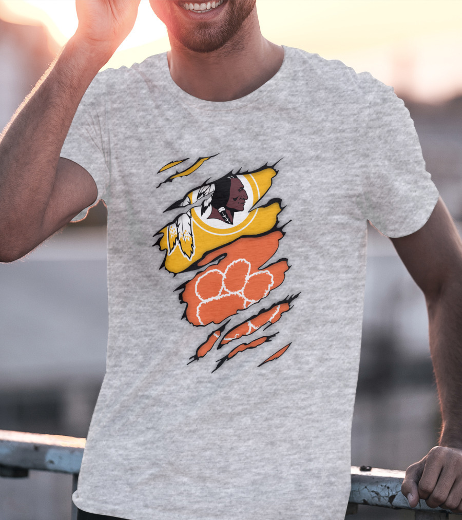 Washington Redskins Clemson Tigers Claw Marks Logo Art T-Shirt