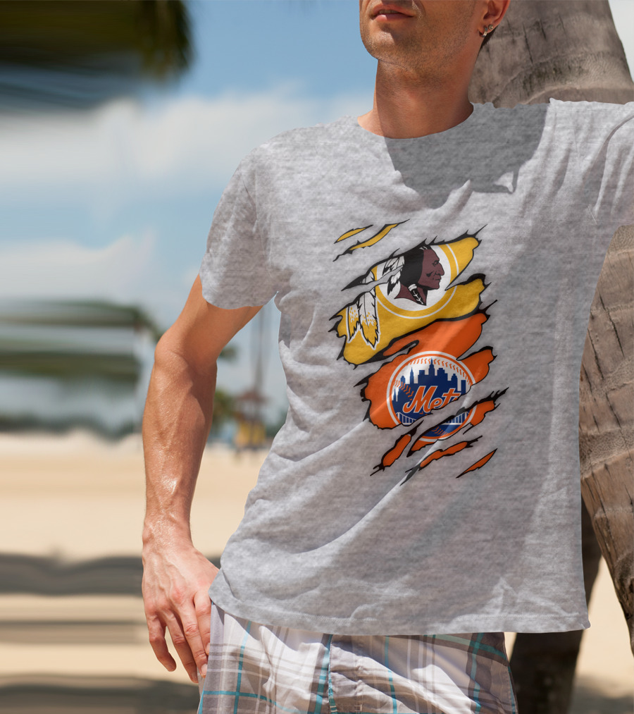 Washington Redskins New York Mets Broken Wall T-Shirt