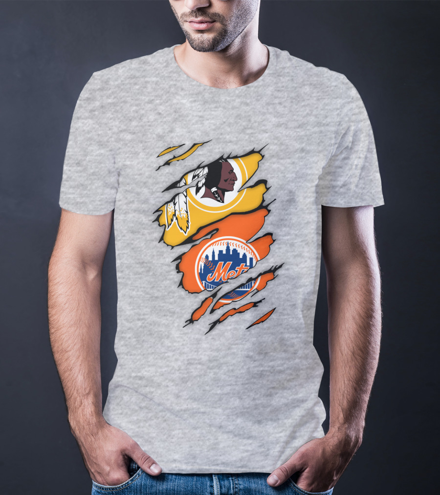 Washington Redskins New York Mets Broken Wall T-Shirt