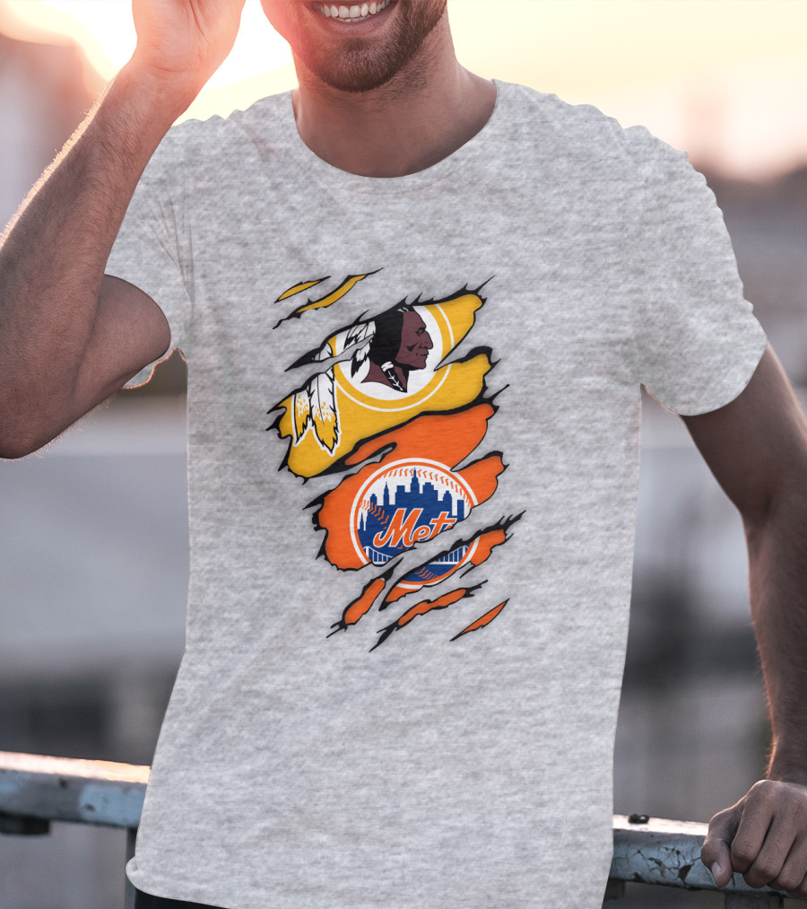 Washington Redskins New York Mets Broken Wall T-Shirt
