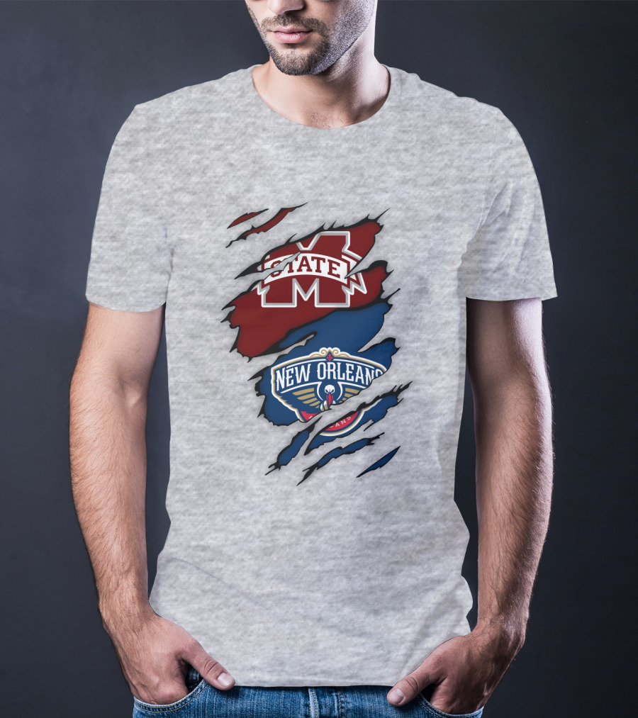New Orleans Pelicans MS State Logo Crossover T-Shirt