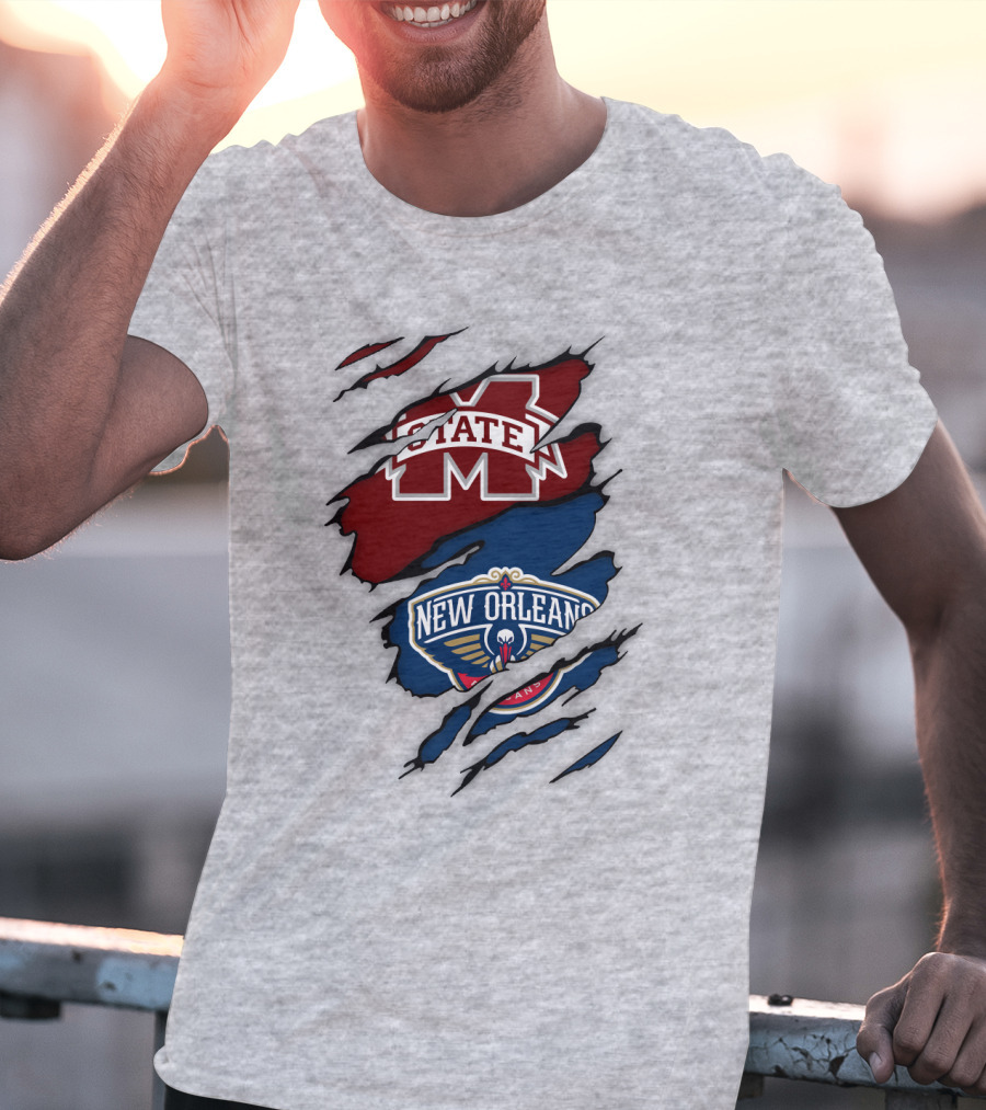 New Orleans Pelicans MS State Logo Crossover T-Shirt
