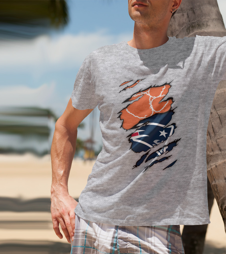 New England Patriots Clemson Football Claw Marks Logo Mashup T-Shirt