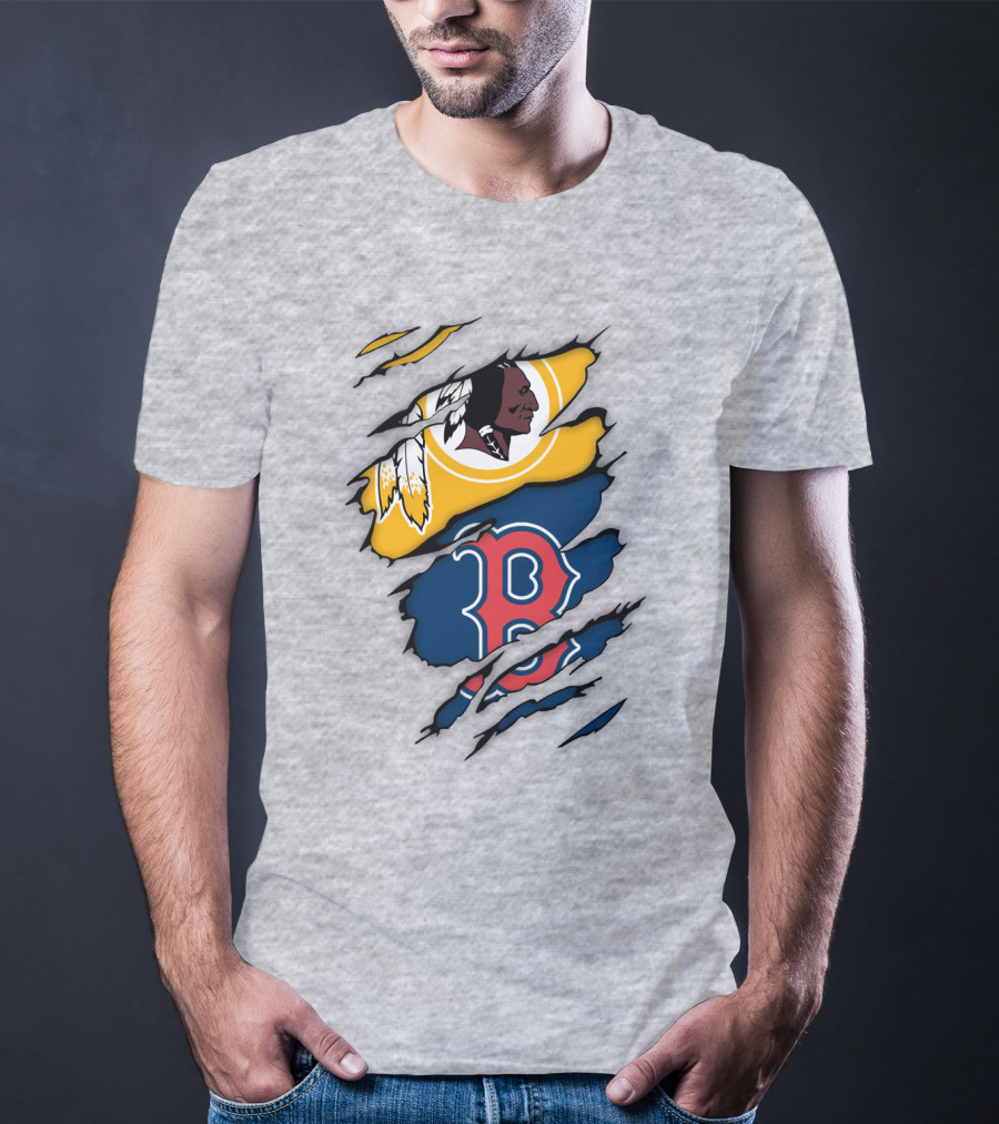 Boston Red Sox Washington Redskins Logos Collage T-Shirt