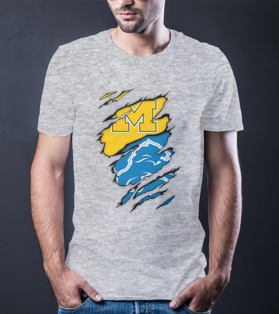 Detroit Loins Michigan M Wolverine Lion Claw Marks T-Shirt