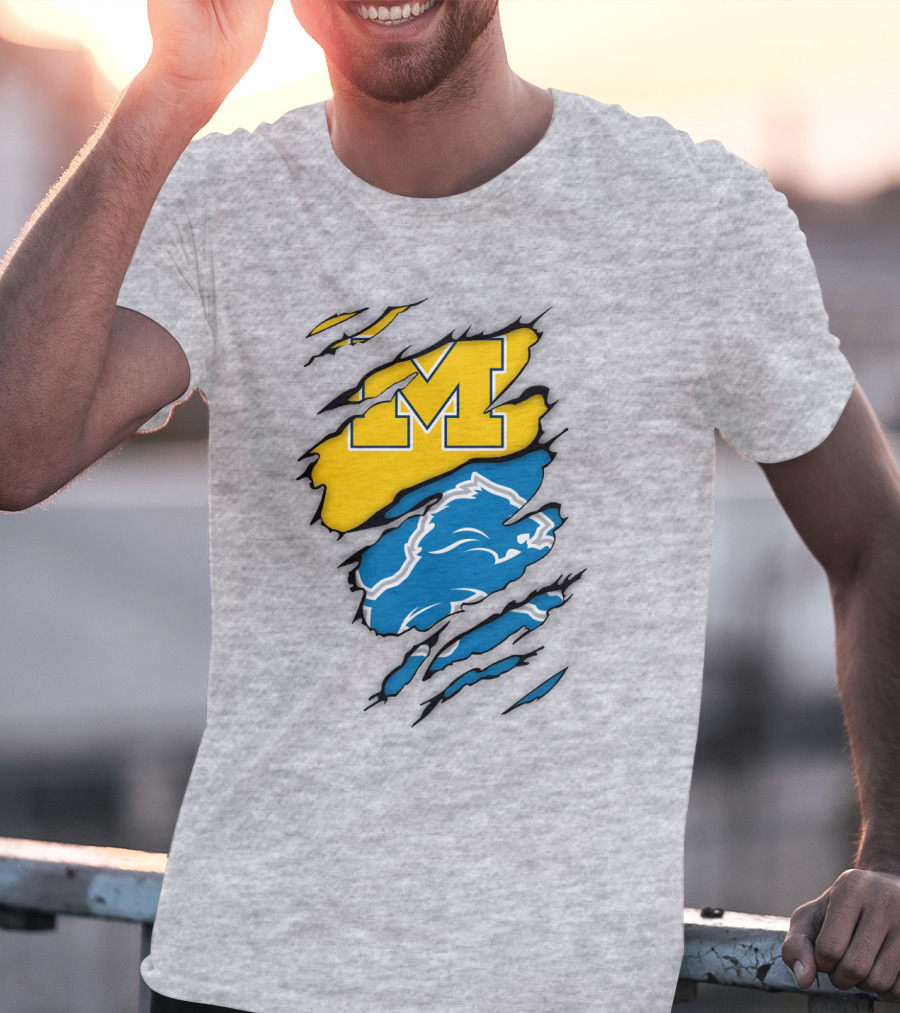 Detroit Loins Michigan M Wolverine Lion Claw Marks T-Shirt
