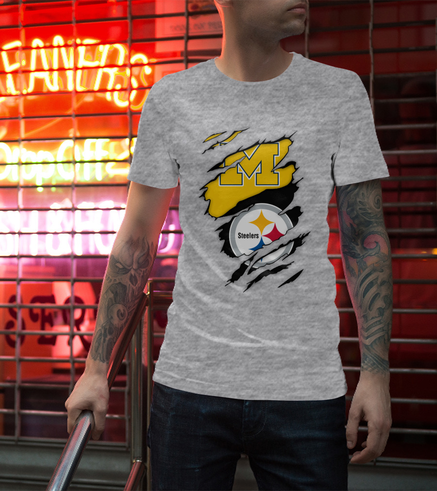 Pittsburgh Steelers Michigan Wolverines Collaboration T-Shirt