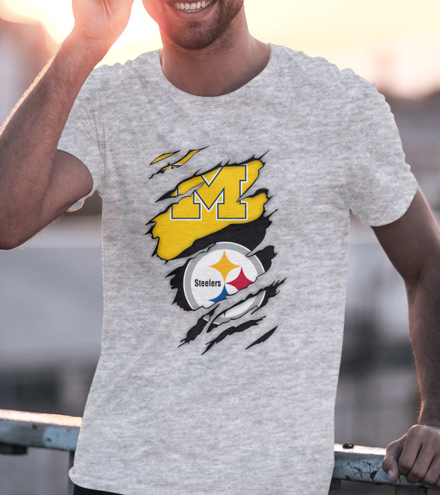 Pittsburgh Steelers Michigan Wolverines Collaboration T-Shirt