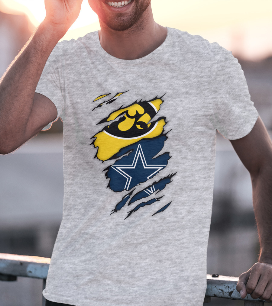Dallas Cowboys Iowa Hawkeyes Fan Claw Marks T-Shirt