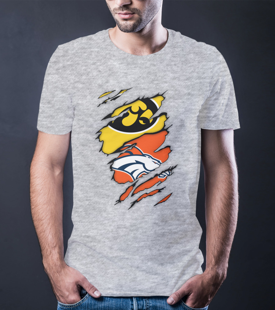 Iowa Hawkeyes Denver Broncos Fan Crossover T-Shirt