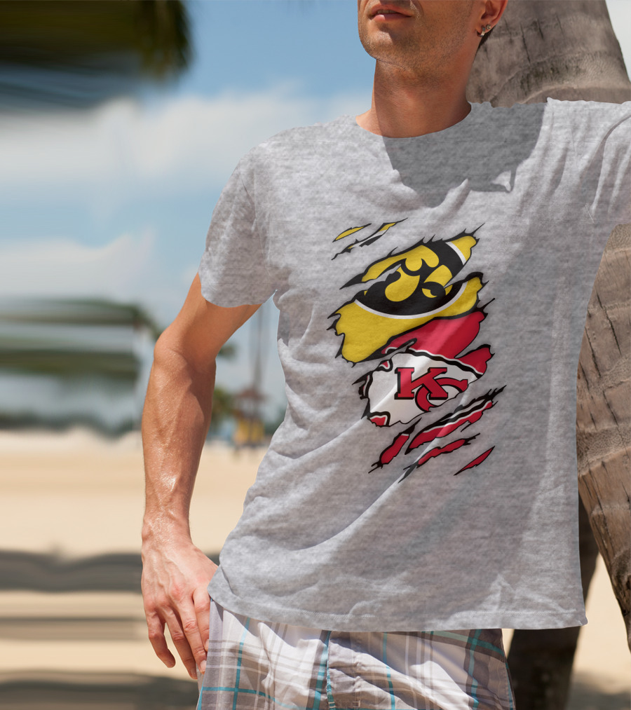 Iowa Hawkeyes Kansas City Chiefs Torn Claw Marks T-Shirt