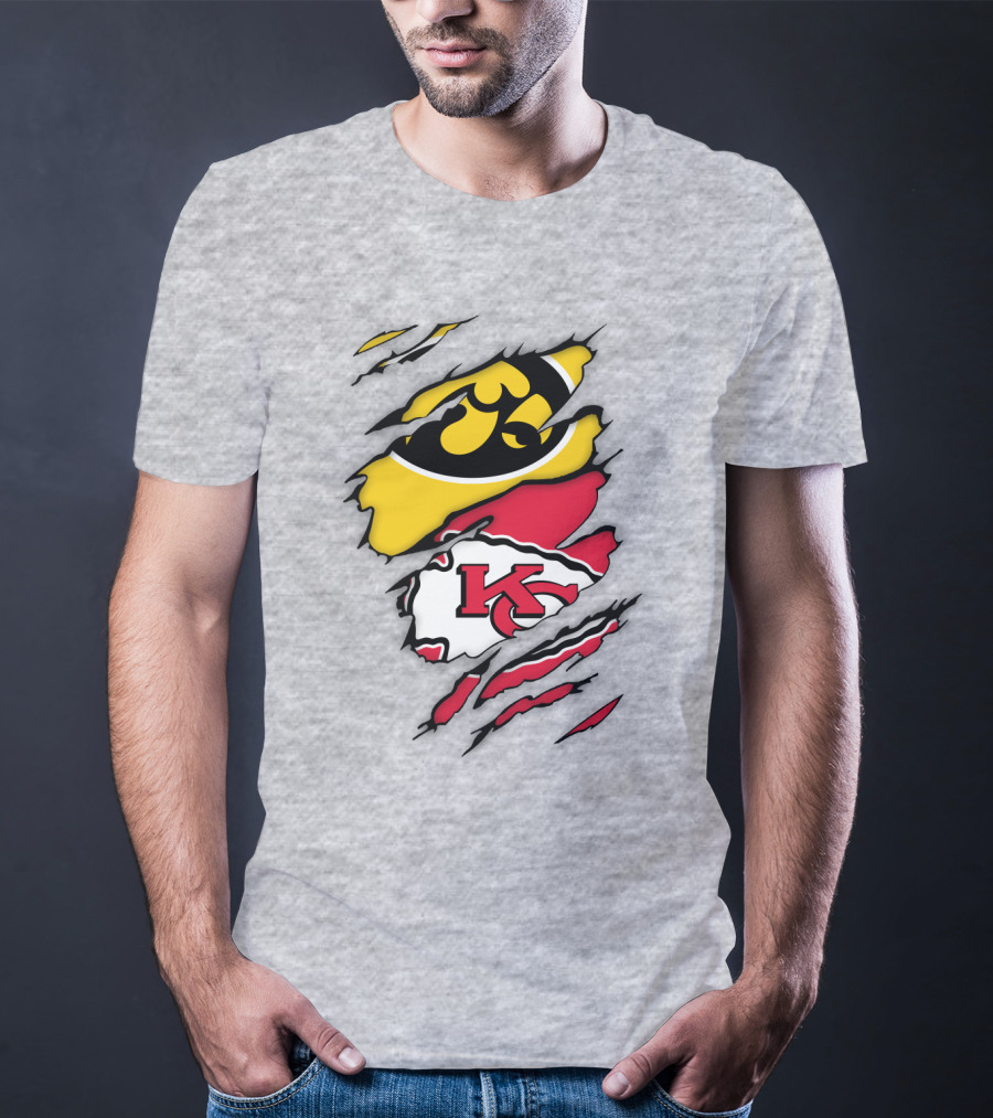Iowa Hawkeyes Kansas City Chiefs Torn Claw Marks T-Shirt