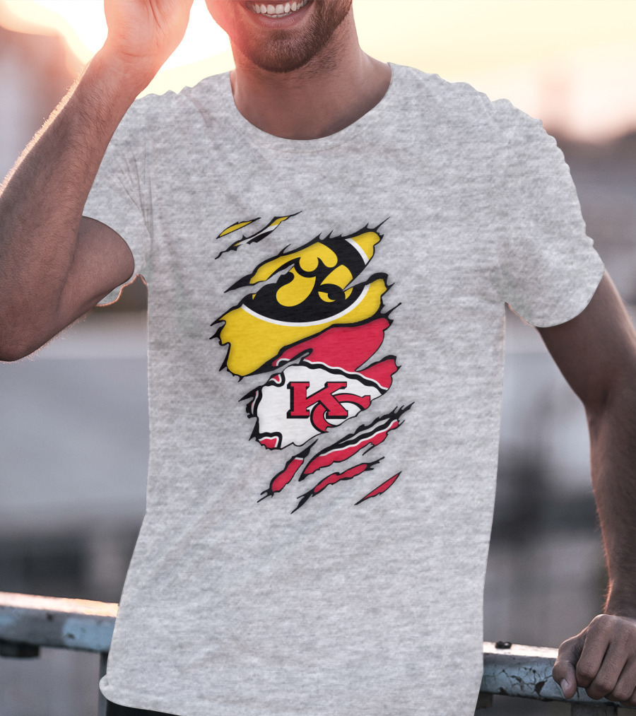 Iowa Hawkeyes Kansas City Chiefs Torn Claw Marks T-Shirt
