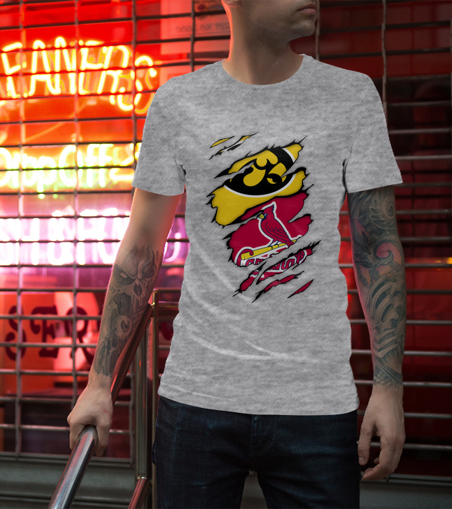 St Louis Cardinals Iowa Hawkeyes Ripped T-Shirt