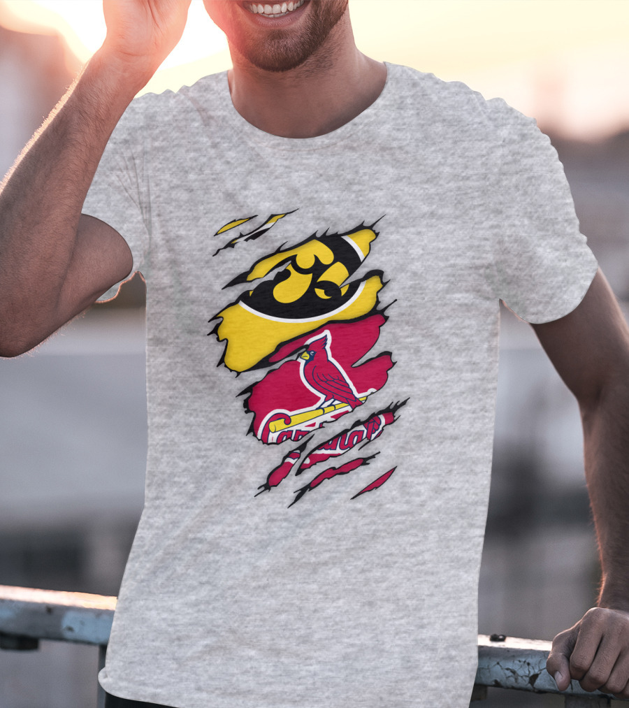 St Louis Cardinals Iowa Hawkeyes Ripped T-Shirt