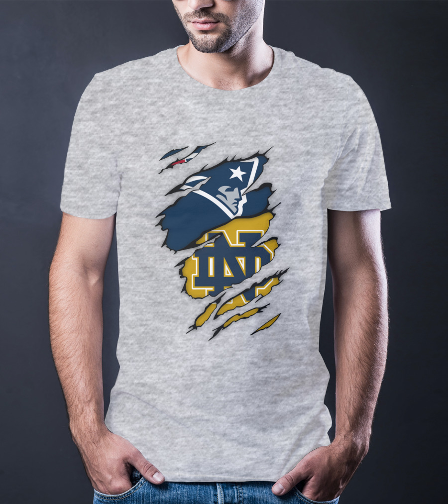 Notre Dame Fighting Irish Patriots Logo Mashup T-Shirt