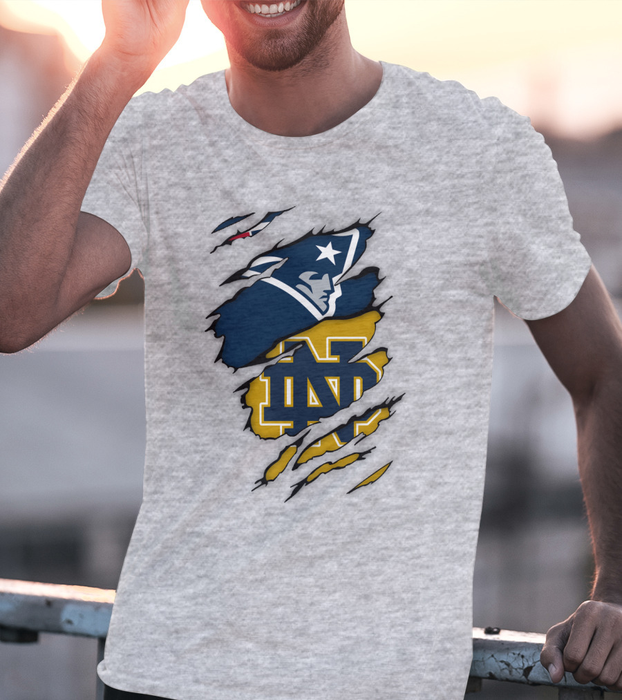 Notre Dame Fighting Irish Patriots Logo Mashup T-Shirt
