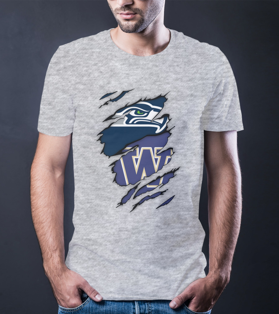 Seahawks University Of Washington Huskies Logo Fusion T-Shirt