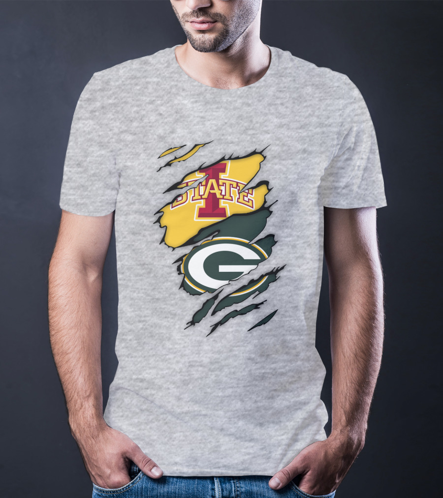 Green Bay Packers Iowa State Cyclones Torn Ripped Claw Marks T-Shirt
