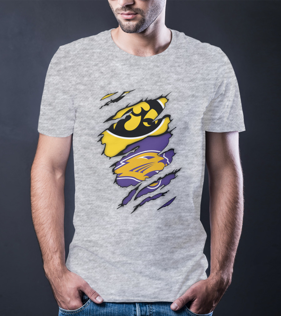 Northern Iowa Panthers Iowa Hawkeyes Dual Logo Fusion T-Shirt