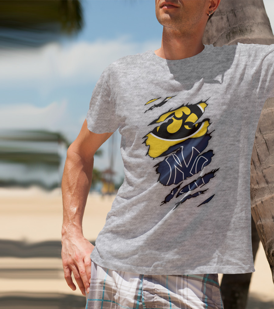 New York Yankees Iowa Hawkeyes Claw Marks T-Shirt