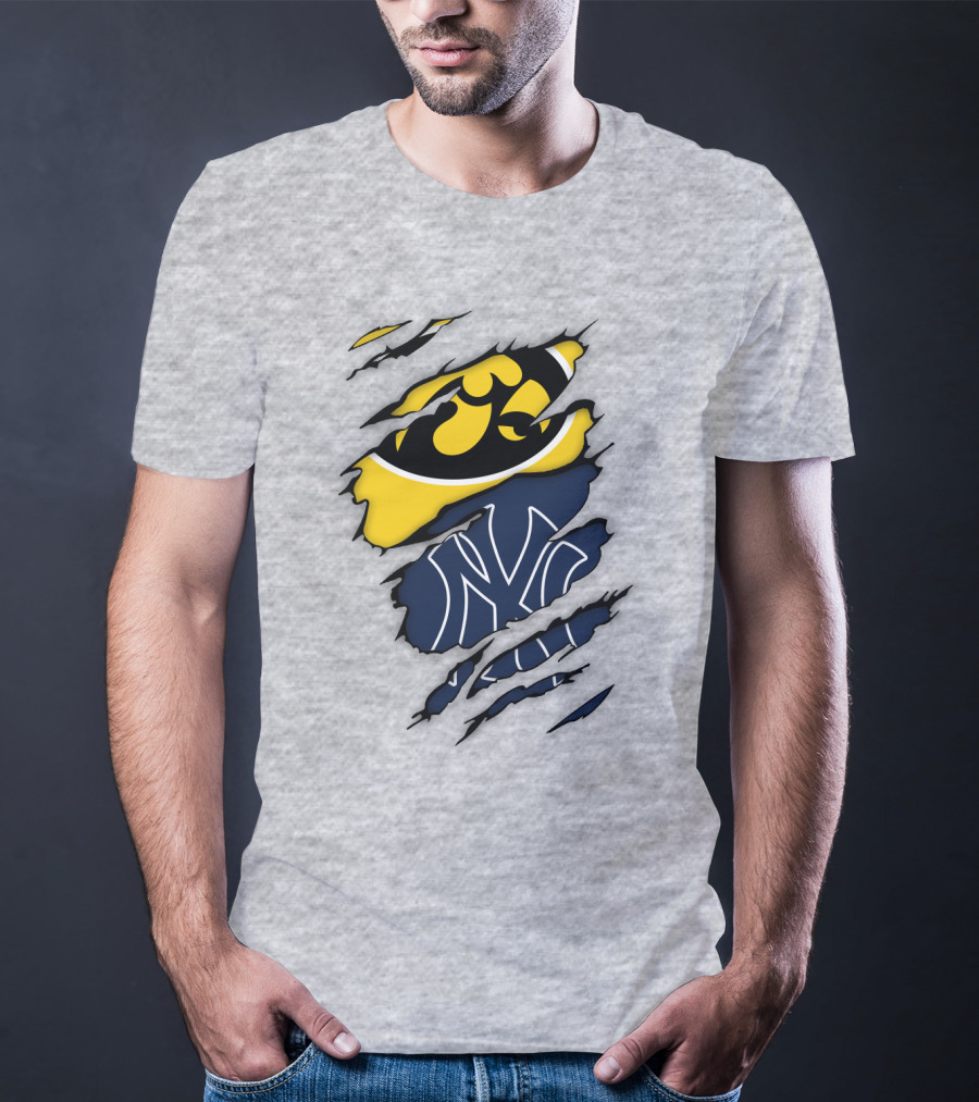New York Yankees Iowa Hawkeyes Claw Marks T-Shirt