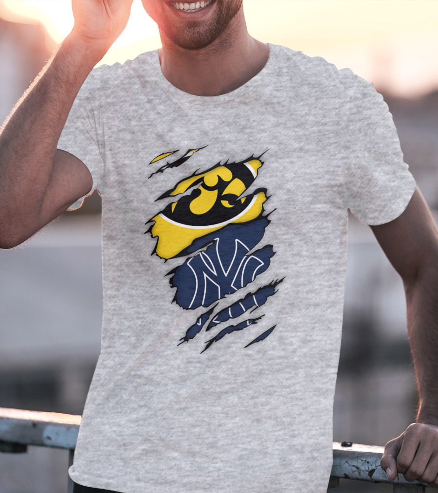 New York Yankees Iowa Hawkeyes Claw Marks T-Shirt