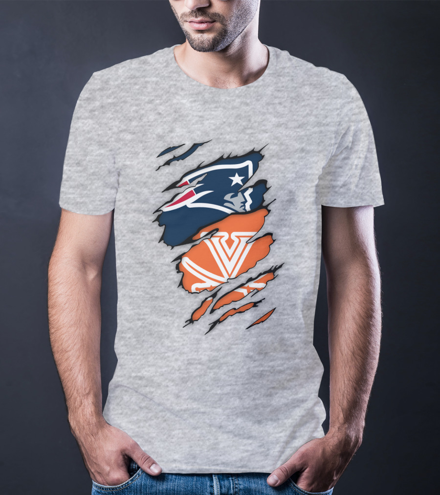 New England Patriots Virginia Cavaliers Dual Logo Fan T-Shirt