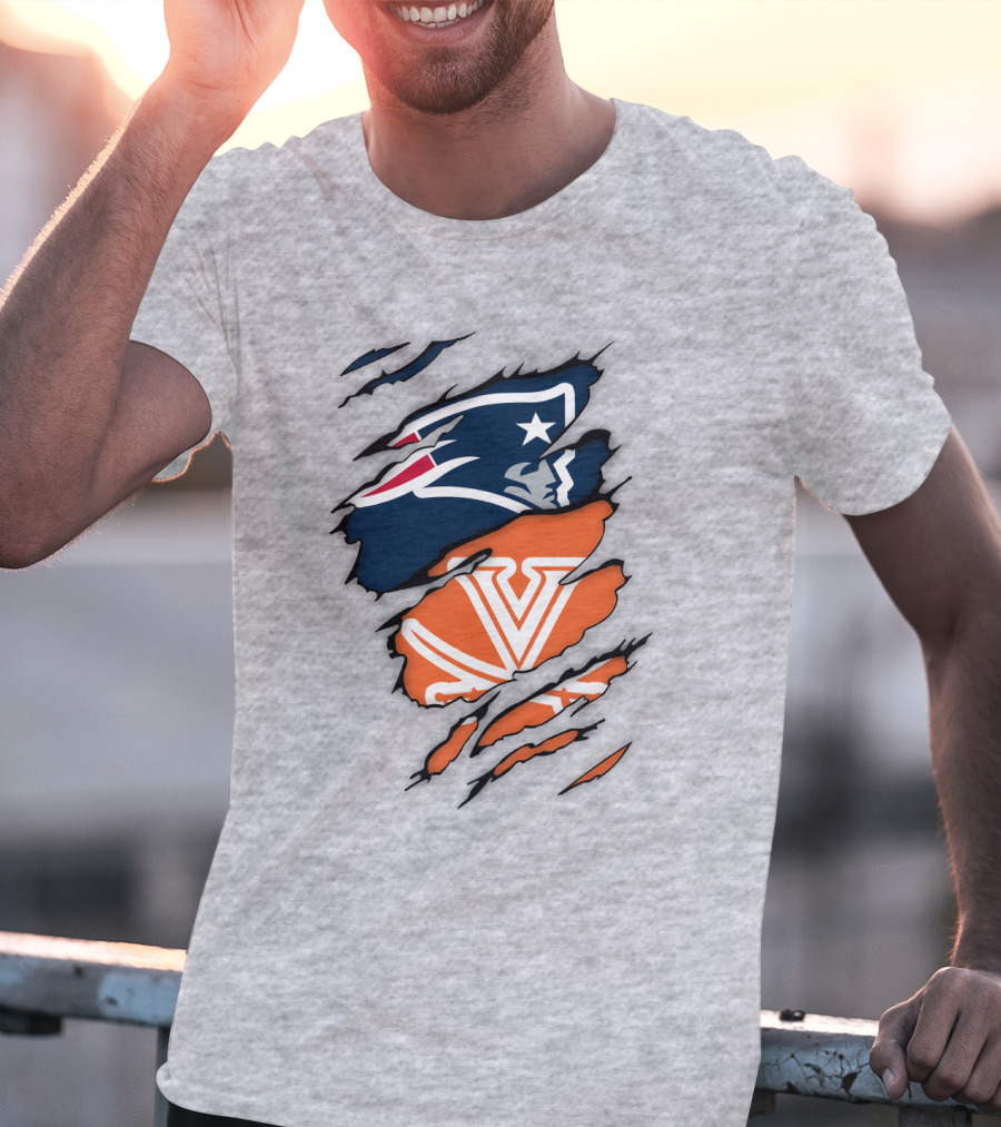 New England Patriots Virginia Cavaliers Dual Logo Fan T-Shirt