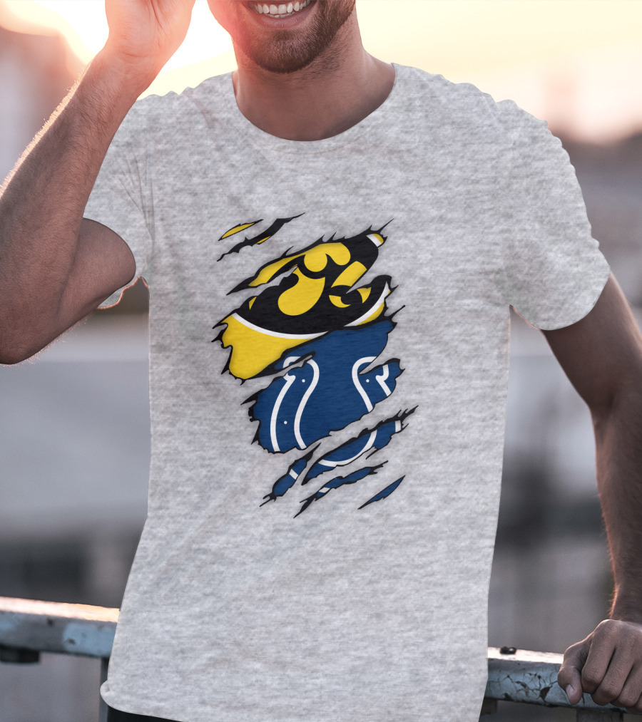Indianapolis Colts Iowa Hawkeyes Logo Mashup T-Shirt