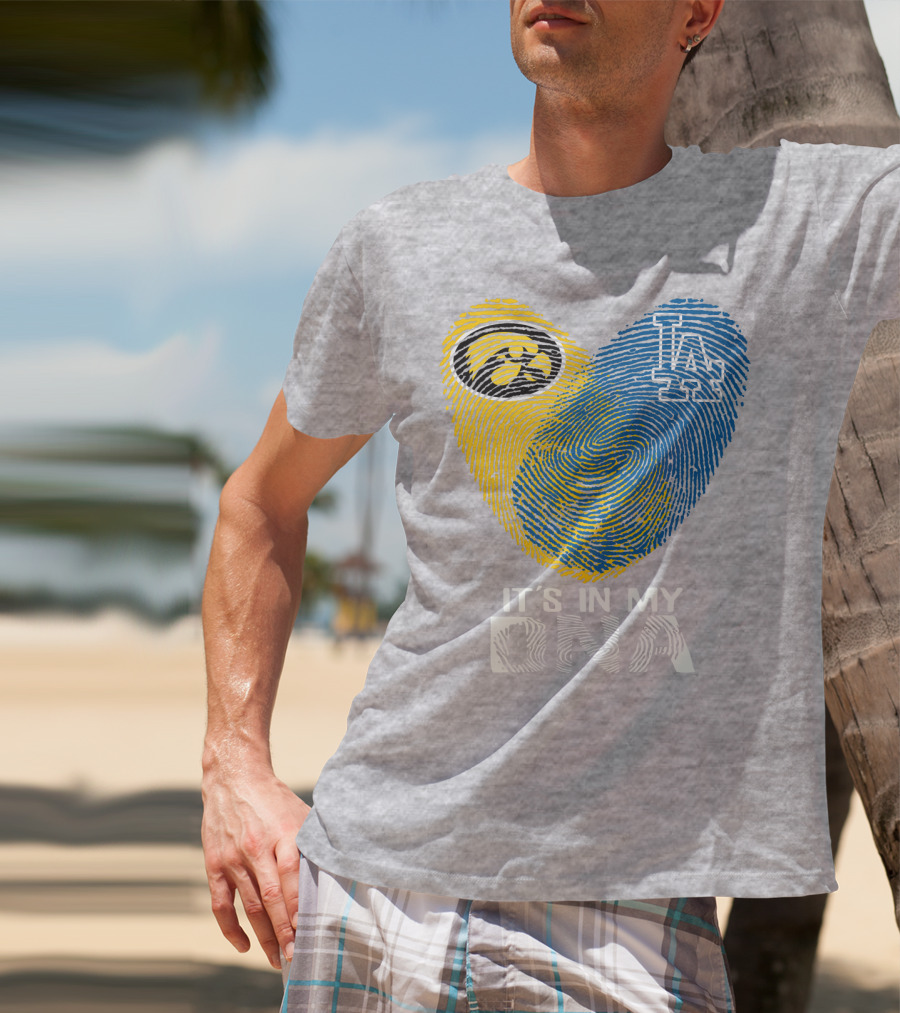 It's In My DNA Los Angeles Dodgers Iowa Hawkeye Fingerprint T-Shirt